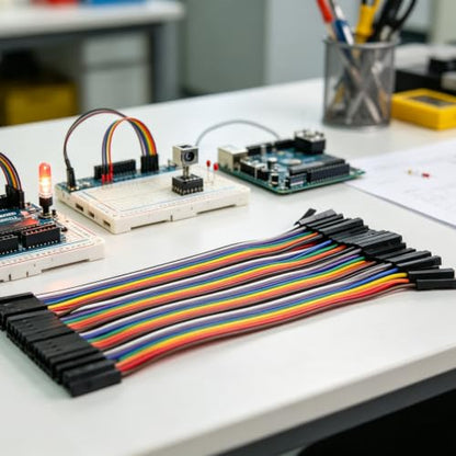 40pcs 20cm Female to Female Dupont Jumper Wire, 40Pin 8 Inch Pin Header Connector Cable Kit 2.54mm Rainbow Ribbon F-F for Arduino Raspberry Pi Board to Board Electronics - size: 20cm 40PCS F-F