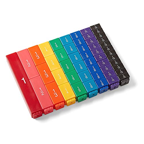 hand2mind Rainbow Fraction Tower Cubes, Montessori Math Materials, Fraction Manipulatives, Unit Fraction, Fraction Cubes, Math Manipulatives for Elementary School, Homeschool Supplies (15 Sets) - style: Linking Cubes
