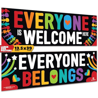Sproutbrite 2 Pack 13.5” x 39” Welcome Posters for Classroom - color: Everyone Welcome