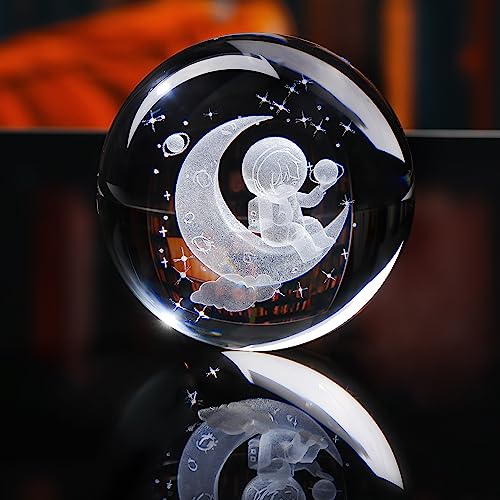 3d Astronaut Moon Crystal Ball Planets Space Decor Astronomy Science Gift - style: Astronaut