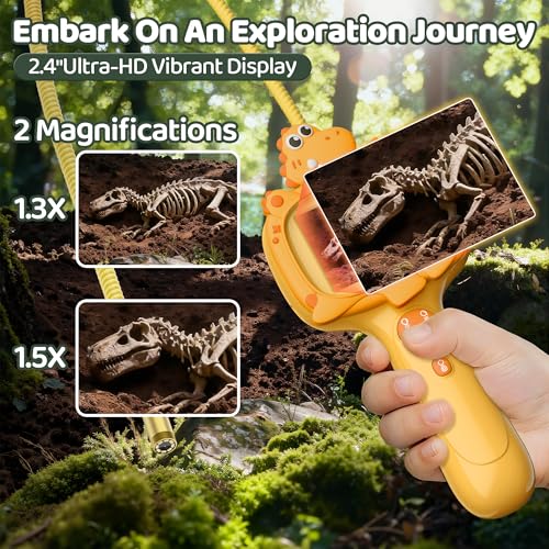 Dinosaur Borescope Snake Camera Toy: Kids Outdoor Toy Kits Birthday Gift - color: Orange