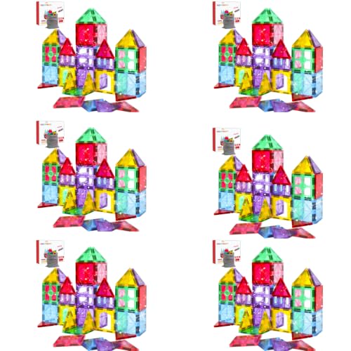 Antibacterial Magnetic Tiles, 192PCS 3D STEM Building Blocks Set - size: 192 PCS (6 Boxes of 32PCS Set)