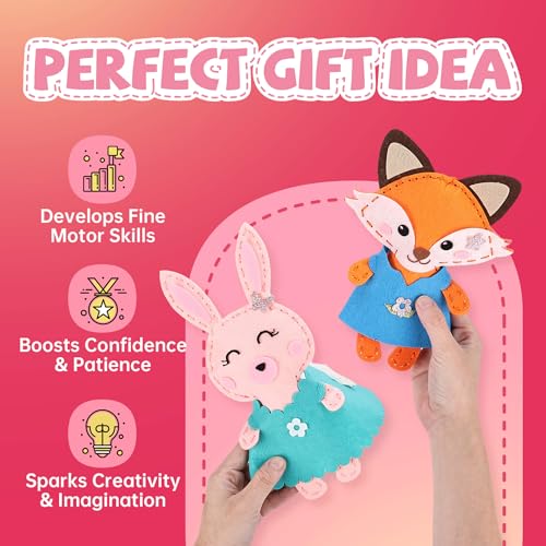 Cymbana Sewing Kit for Kids, Make a Friend 5 Felt Kids Sewing Crafts 6+ - color: Animal