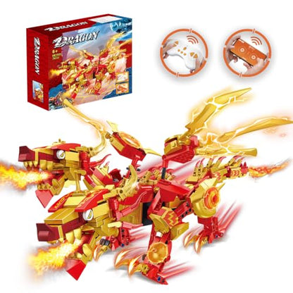 Remote Control Dragon Building Kit, STEM Compatible with Lego for Kids 8-12