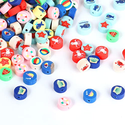 200PCS 10mm Colorful Ocean Animal Polymer Clay Bead Bulk for Jewelry Making - color: Clay Ocean Animals