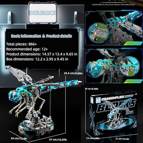 Mechanical Skeleton Robot Building Blocks Set, 3D Robotic Model Kit - color: Dragonfly