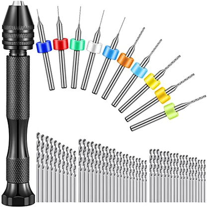 Zhehao 59 Pcs Hand Drill Bits Set Micro Drill Bit Set for Crafts, Black - color: Black