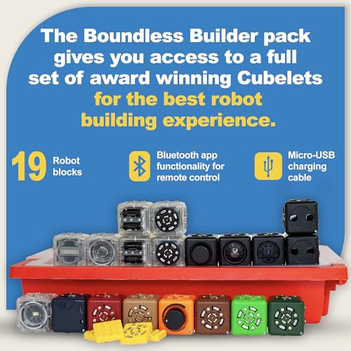 Modular Robotics Boundless Builder Pack for Science Engineering Kits with 19 Robot Cubes - STEM for Teens and Younger Children (Ages 4+)
