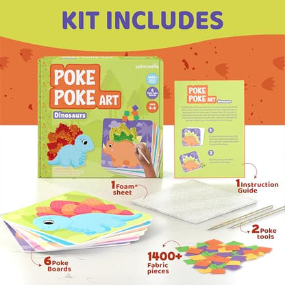jackinthebox Poke Art Dinosaurs Crafts Kit for Kids, Boys & Girls, Ages 4-8 - style: Dinosaur