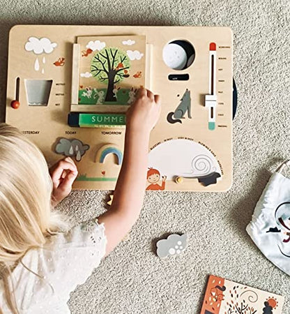 Tender Leaf Toys - Weather Watch - Educational Wooden Weatherboard for Kids - Perfect Climate Teaching Toy Station for Kids to Play and Learn for Age 3+