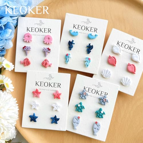 Keoker Ocean Clay Cutters - Sea Animal Faces for Polymer Clay Jewelry, 12 Shapes Earring Cutters - color: Ocean