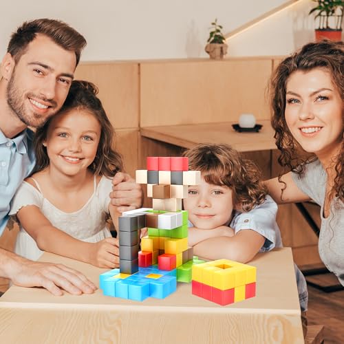 PicassoTiles 102pcs Pixel Magnetic Puzzle Cube 1” Pixel Mix & Match Toys with Ideabook STEM Education Learning Building Block Magnets Construction ToySet Stacking Creative Kit for Kids Age 3+ PMC102 - style: 102pc