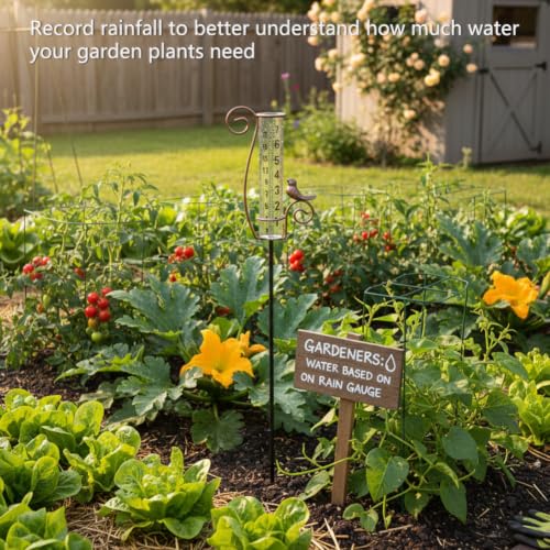 Rain Gauge Outdoor with Glass Tube for Measuring Precipitation - color: Bold-number-Black