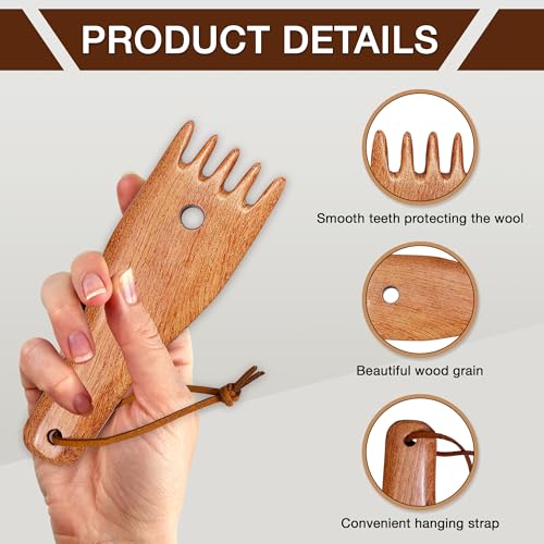 Savina Wooden Weaving Comb for Loom, Tapestry Beater Comb, Hand Carved Weaving Knitting Tools & Accessories for Tapestry, Woven Making Crafts (1Pcs)