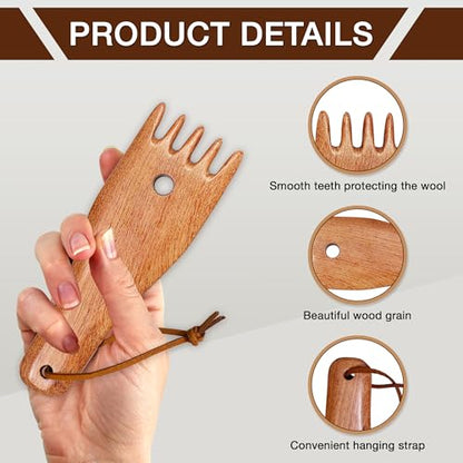 Savina Wooden Weaving Comb for Loom, Tapestry Beater Comb, Hand Carved Weaving Knitting Tools & Accessories for Tapestry, Woven Making Crafts (1Pcs)