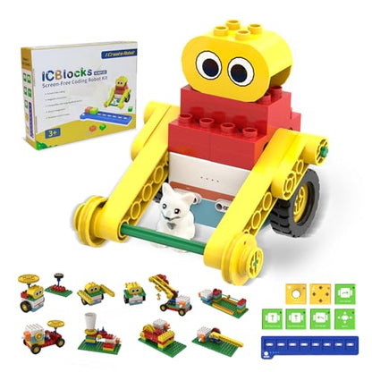 10-in-1 ICBlocks Screen-Free Coding Robot Kit for Kids, 85+ PCS Science Kits, Stem Robotics Building, Educational Coding Projects Gifts for Boys & Girls Ages 3-6 Years - style: ICBlock