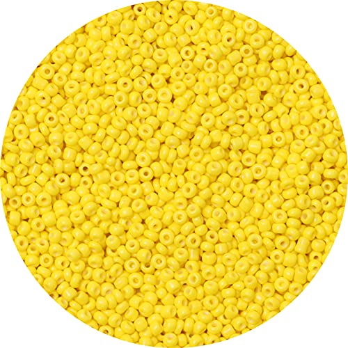 5000pcs Yellow Glass Seed Beads Bulk -Small Pony Bead, Waist Spacer Beads for Bracelet, Necklace Jewelry Making, DIY Craft Projects(3mm 8/0) - color: Lemon Yellow, size: 3mm