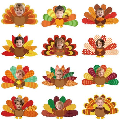 JUNEBRUSHS 60Pcs Turkey Cutouts Thanksgiving Bulletin Board Decorations - style: Turkey Style