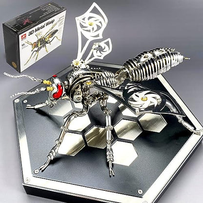 OreilleStar 3D Metal Puzzles for Adults Model Kits of Northern Giant Hornet Mechanical Wasp Building Blocks, Difficult DIY Assembly for Men (3D Metal Wasp-Silver) - style: 3D Metal Wasp-Silver