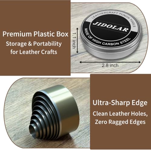 Leather Circle Cutter Tool Set, 8 Pieces Circle Punch Tools 15 20 25 30 35 40 45 50mm, High Carbon Steel Round Cutting Dies - Leather Hole Punch Tool Kit for DIY Leathercrafts - size: 8 Sizes
