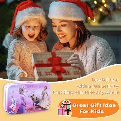 LELEMON Puzzles for Kids Ages 4-6,60 Piece Puzzles for Kids in Metal Box - color: Purple
