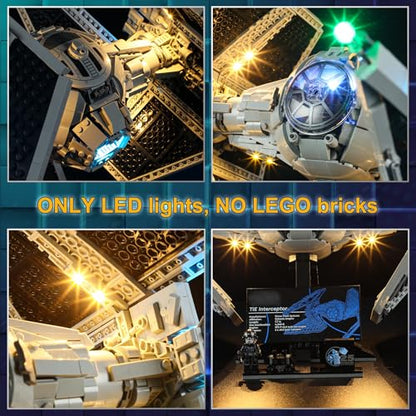 Vaodest Led Light for Lego 75382 Tie Interceptor Building Blocks Model,Design and Configuration Compatible with Model 75382(Led Light Only, Not Building Block Kit) - style: 75382 Tie Interceptor Set