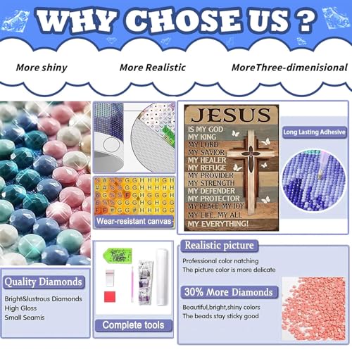 Jesus Diamond Painting Kits for Adults, Cross Diamond Art for Adult - color: Cross