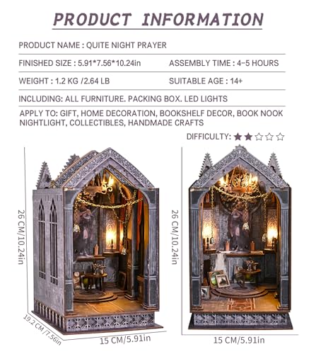 Spilay Book Nook Kit for Adults, Quite Night Prayer DIY Miniature House Kit - color: Quite Night Prayer