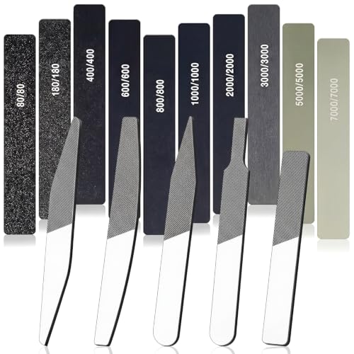 Honoson 25 Pack Hobby Model Polishing Hand Files Tool Set 5 Pcs Glass Polishing Files and 20 Pcs Sanding Sticks Metal and Wood Sanding Tool for Model Craft(Low Grits Rating,Classic Style) - style: Classic Style