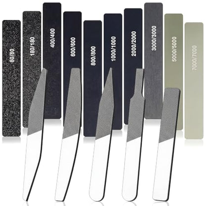 Honoson 25 Pack Hobby Model Polishing Hand Files Tool Set 5 Pcs Glass Polishing Files and 20 Pcs Sanding Sticks Metal and Wood Sanding Tool for Model Craft(Low Grits Rating,Classic Style) - style: Classic Style