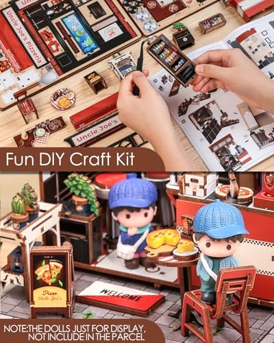 Cutefun Book Nook Kits for Adults - DIY Miniature Pizza Shop House Kit - color: Uncle Joe's Pizzeria