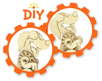 Wooden 3D Puzzle for Kids & Adults - Dog Model with Mechanical Gears, 1 Piece, 6.75 x 5.0 inches, Wood Craft, Ages 8+, Unisex - style: Dog