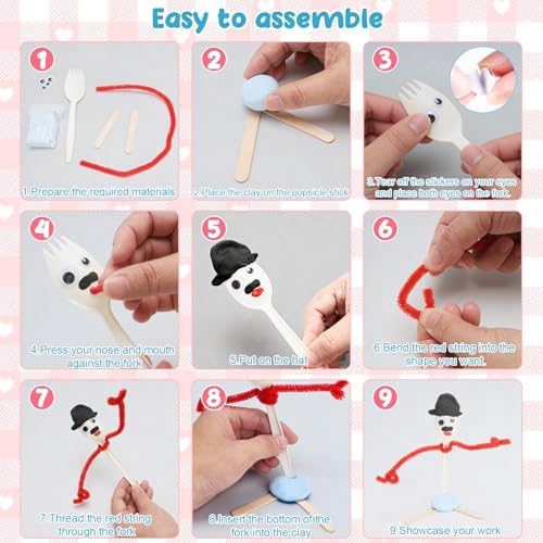 100 Pcs Fork Creativity Set-Arts & Crafts Supplies with Plastic Forks & Clay, Creative DIY Craft Kit to Enhance Hands-On Ability, Make Your Own Forky & Unique Crafts,Large Quantity Value Pack