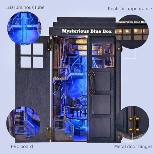 TOYQI Book Nook Kit, DIY Miniature Dollhouse Kit for Adults and Teens - color: Mysterious Blue Box