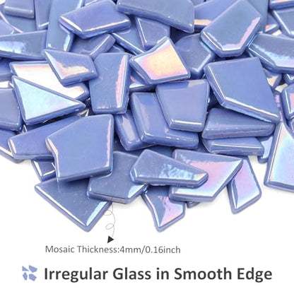 Youway Style 200g Iridescent Glass Mosaic Tiles for Crafts Bulk,Sky Blue - color: Sky Blue, size: 200g