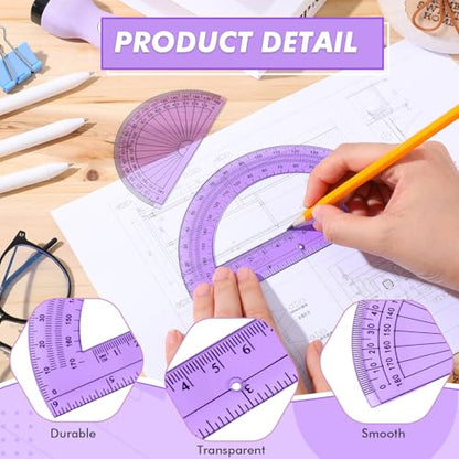 EBOOT 2 Pcs Plastic Protractors - color: Purple