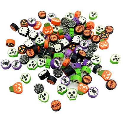 100 Pcs Halloween Polymer Clay Beads Heishi Spacer Beads Supplies for DIY Bracelet Earring Necklace Jewelry Making - color: Halloween
