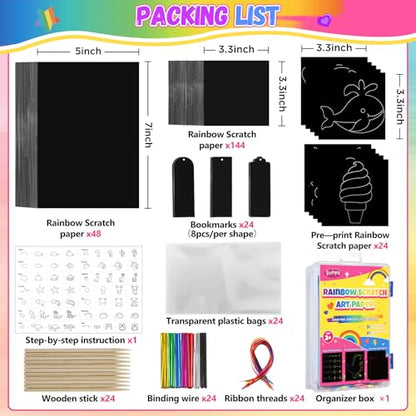 240 Sheets Rainbow Scratch Paper, Scratch Art for Kids Ages 4 5 6 7 8 9 10 - color: 240 Sheets