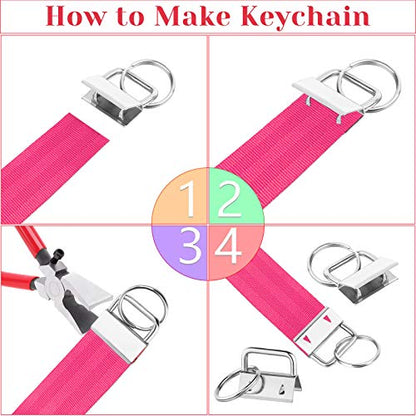 Key Fob Hardware Set, Shynek 50PCS Lanyard Key Fob Hardware 1 Inch with Key Fob Pliers Tool for Keychain and Wristlet Clamp Hardware Supplies - color: Silver