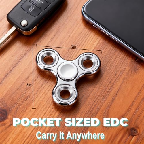 Fidget Toys Adults,Electroplated Metal Fidget Spinner Stress Reducer,High Speed 3-5 Min Quite Spins,Fidgets for Adults & Teens & Kids Age 6+(Silver) - color: Silver