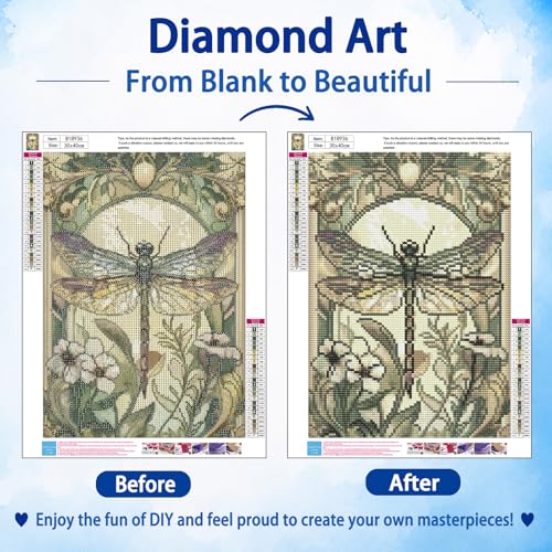 AUKELHJ Dragonfly Diamond Art Kits for Adults, Diamond Painting, 12x16 Inch - color: 06-Dragonfly, size: 12X16 inch