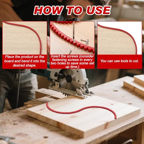 Frienda 78" Router Edge Guide Templates Kit Flexible Curve Ruler for Woodworking with 150 Self-tapping Screws Adjustable Arcs Red Tool for Router Precision Trimming Arc Angle Positioning Cabinet Table - size: 78 in
