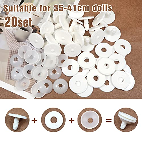 TOAOB 20 Set 40mm Doll Joints for Amigurumis Crochet White Movable Plastic Animals Joints for Crochet Stuffed Animals Crafts Puppets Limbs and Arms Leg Neck Joints Doll Making - size: 40mm