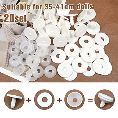 TOAOB 20 Set 40mm Doll Joints for Amigurumis Crochet White Movable Plastic Animals Joints for Crochet Stuffed Animals Crafts Puppets Limbs and Arms Leg Neck Joints Doll Making - size: 40mm