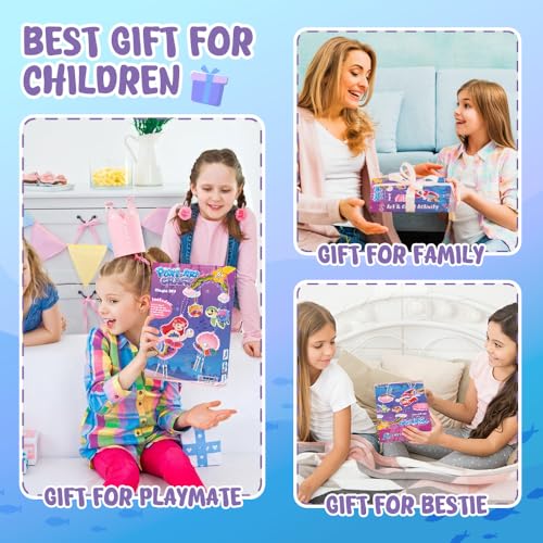 MZYTOZA Poke Art Kit for Kids Ages 4-8, Mess-Free Fabric Craft Set - color: Pink and Blue-Mermaid