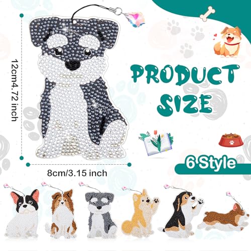 Ireer 6 Pcs Dog 5d Diamond Art Bookmarks for Adult，DIY Painting Kit - style: Dog