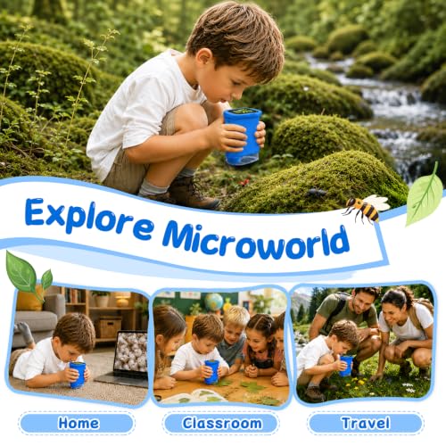 SEEKID Microscope for Kids 200-1000X, STEM Toy Science Kit for Kid(Blue) - color: Blue