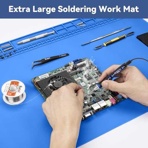 Kaisi Extra Large Soldering Mat, 932°F Heat Resistant Silicone Solder Mat - color: Blue, size: 27.6'' x 15.7''