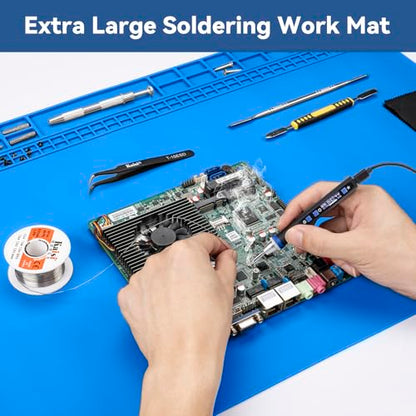 Kaisi Extra Large Soldering Mat, 932°F Heat Resistant Silicone Solder Mat - color: Blue, size: 27.6'' x 15.7''