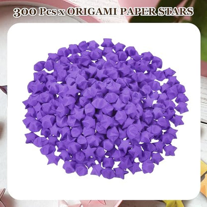 MECCANIXITY 300 Pcs Paper Stars Pre-made Origami Lucky Wishing Star for Best Wish Christmas Party Wedding Valentine's Day Girl Friends Gift(Dark Purple) - color: Dark Purple